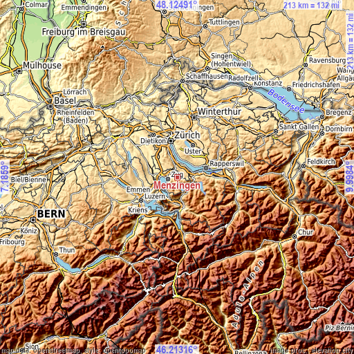 Topographic map of Menzingen