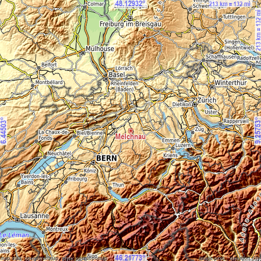 Topographic map of Melchnau