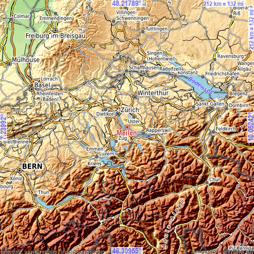 Topographic map of Meilen