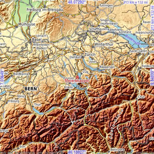 Topographic map of Meierskappel