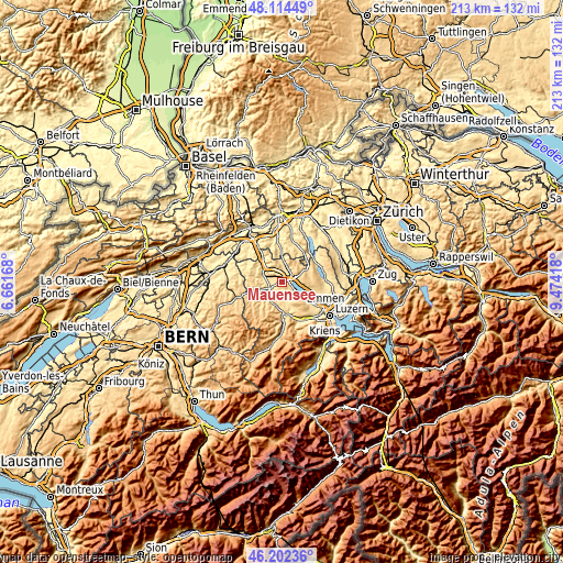 Topographic map of Mauensee