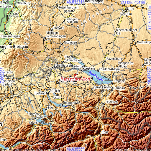 Topographic map of Märstetten-Dorf