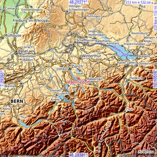 Topographic map of Männedorf