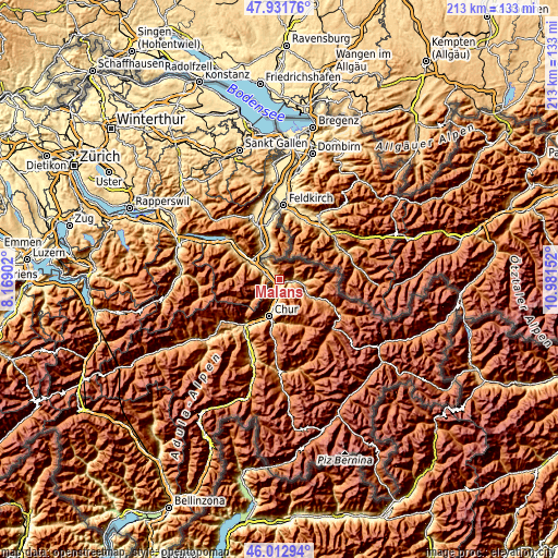 Topographic map of Malans