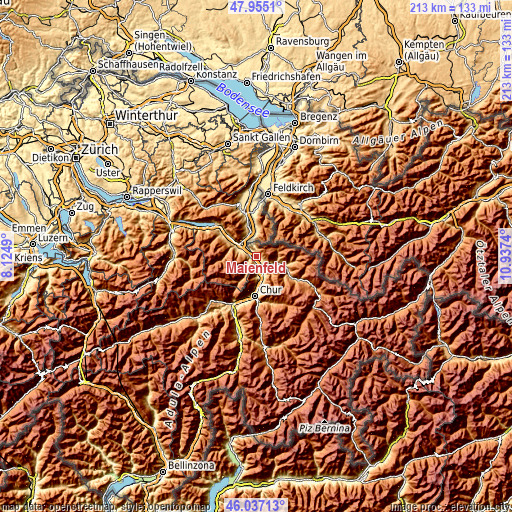 Topographic map of Maienfeld