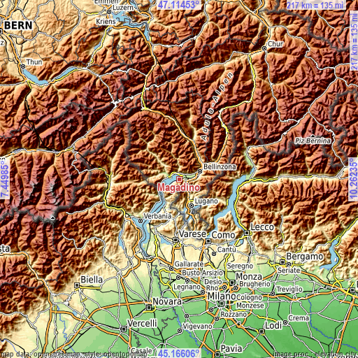 Topographic map of Magadino