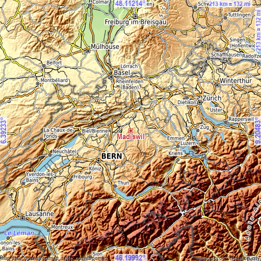 Topographic map of Madiswil