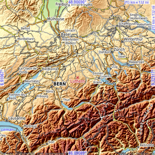 Topographic map of Luthern