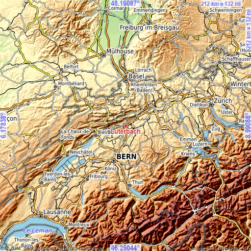 Topographic map of Luterbach