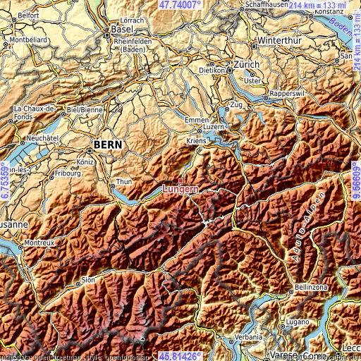 Topographic map of Lungern