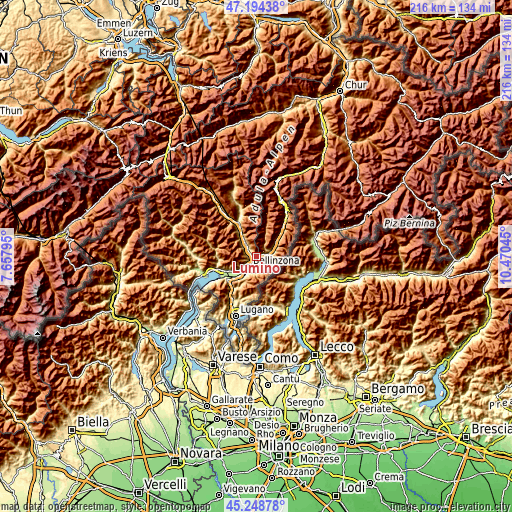 Topographic map of Lumino