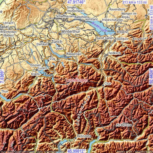 Topographic map of Luchsingen