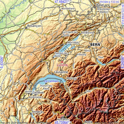 Topographic map of Lucens