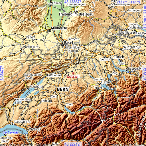 Topographic map of Lotzwil