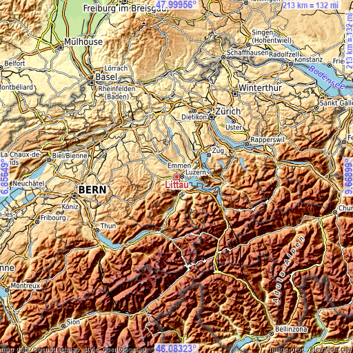 Topographic map of Littau