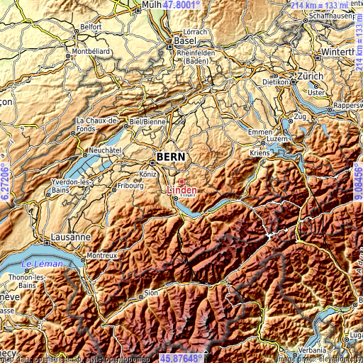 Topographic map of Linden