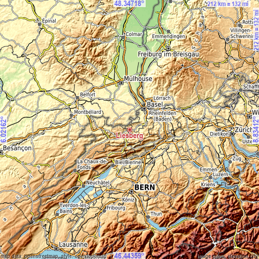 Topographic map of Liesberg