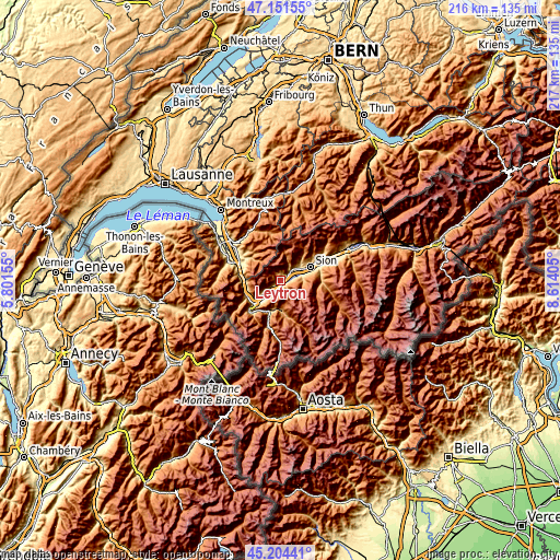 Topographic map of Leytron