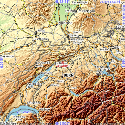 Topographic map of Leuzigen