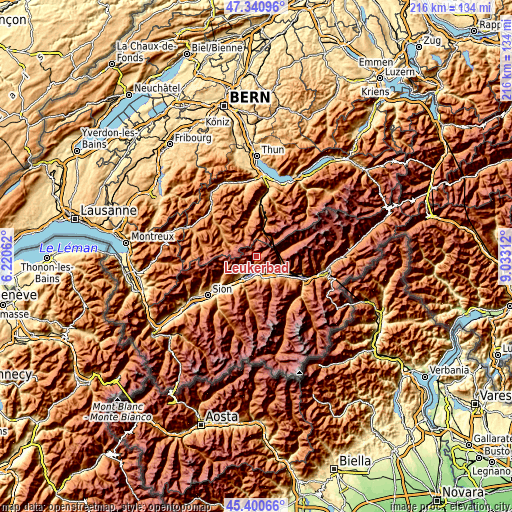 Topographic map of Leukerbad