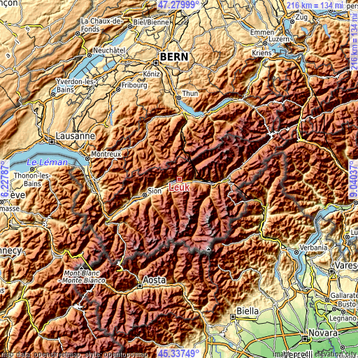 Topographic map of Leuk