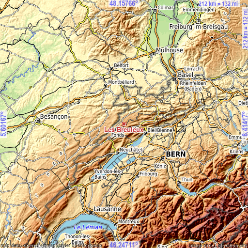 Topographic map of Les Breuleux