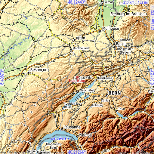 Topographic map of Les Bois