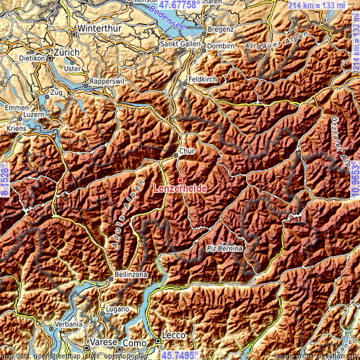 Topographic map of Lenzerheide