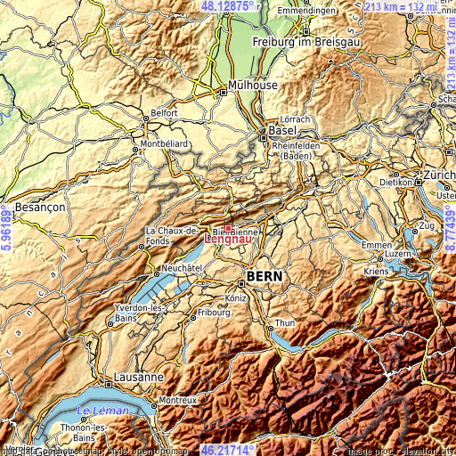 Topographic map of Lengnau