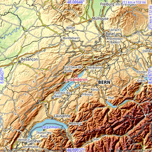 Topographic map of Le Landeron