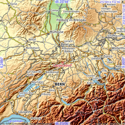 Topographic map of Laupersdorf