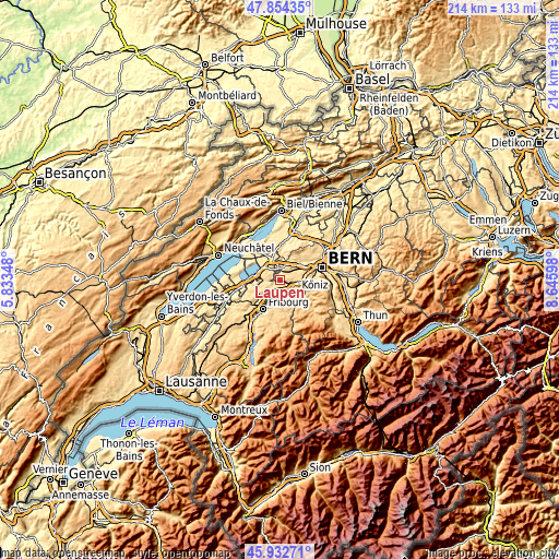 Topographic map of Laupen