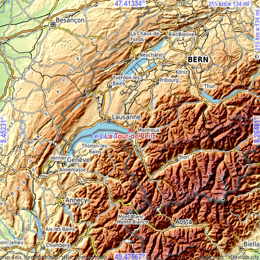Topographic map of La Tour-de-Peilz