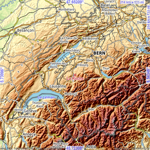 Topographic map of La Roche