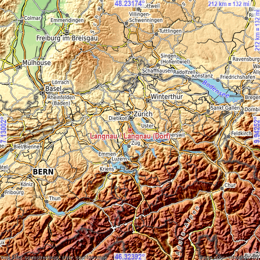 Topographic map of Langnau / Langnau (Dorf)