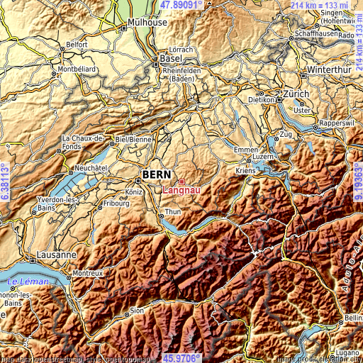 Topographic map of Langnau