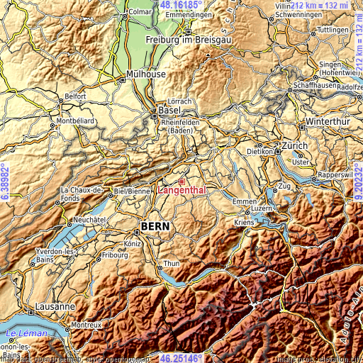 Topographic map of Langenthal
