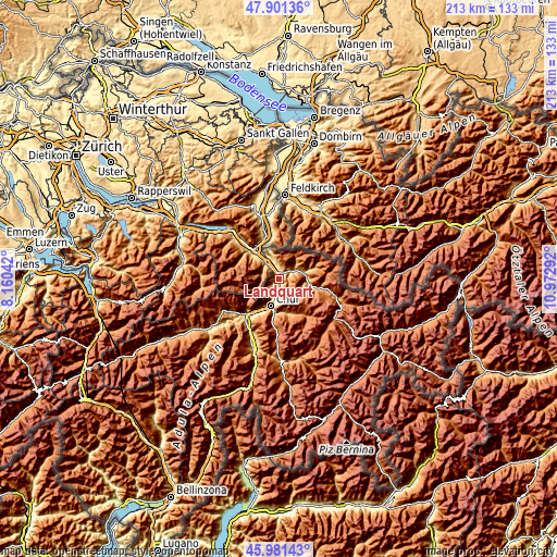 Topographic map of Landquart