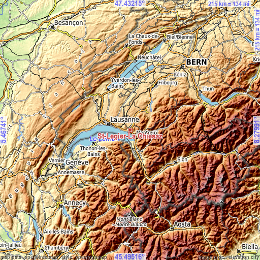 Topographic map of St-Légier-La Chiésaz