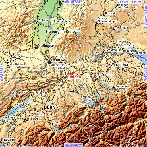 Topographic map of Küttigen