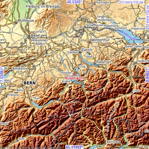 Topographic map of Küssnacht