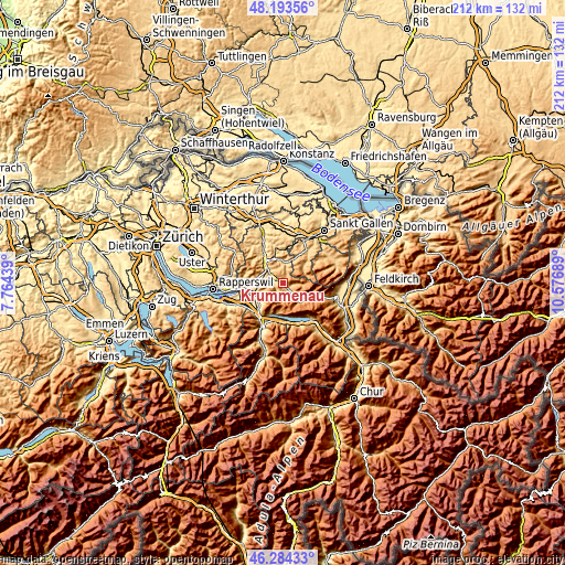 Topographic map of Krummenau