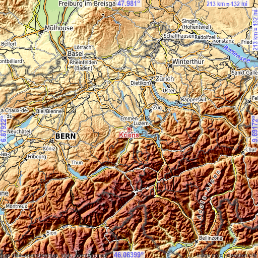 Topographic map of Kriens