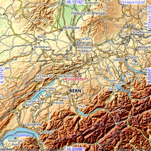 Topographic map of Kriegstetten