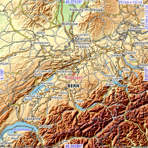 Topographic map of Koppigen