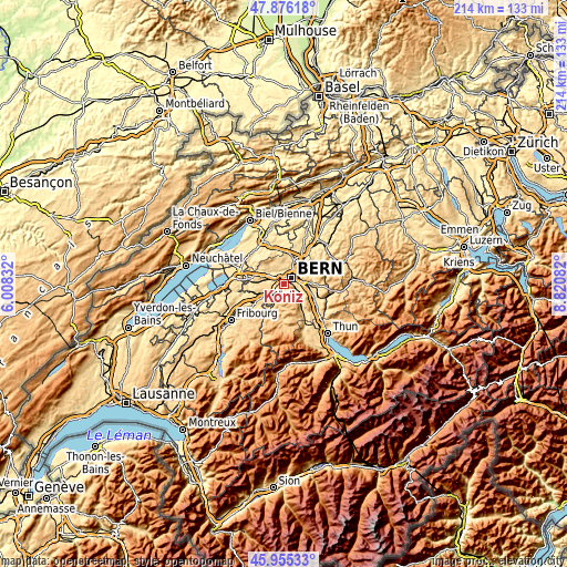 Topographic map of Köniz
