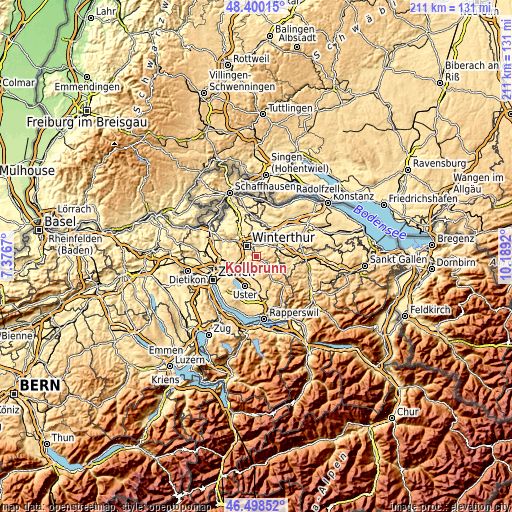 Topographic map of Kollbrunn
