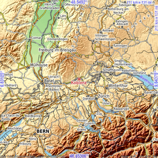 Topographic map of Koblenz