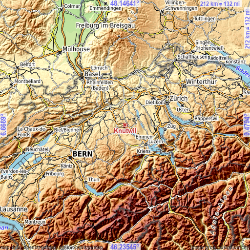 Topographic map of Knutwil