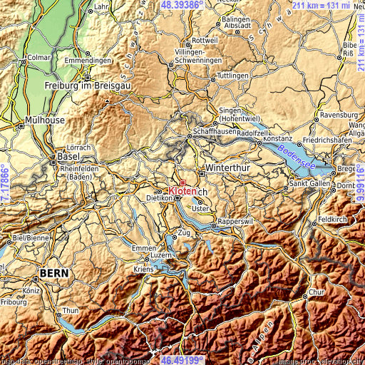 Topographic map of Kloten
